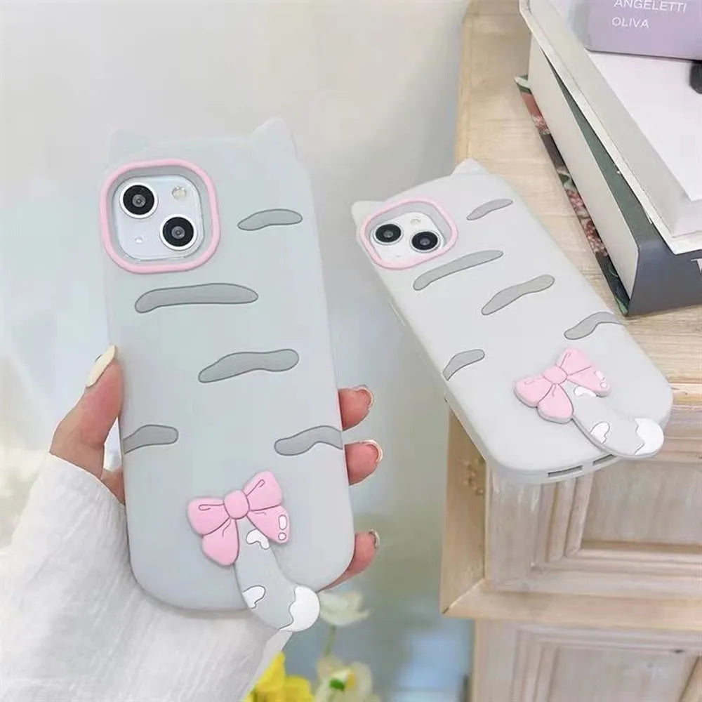 Cute Little Cat Apple iPhone Case with A Rotated Tail