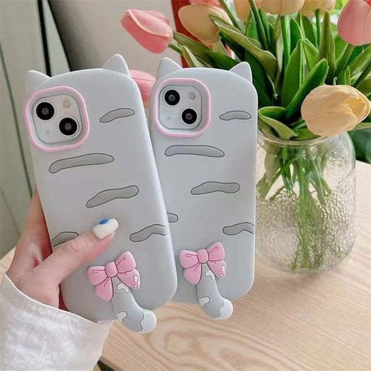 Cute Little Cat Apple iPhone Case with A Rotated Tail
