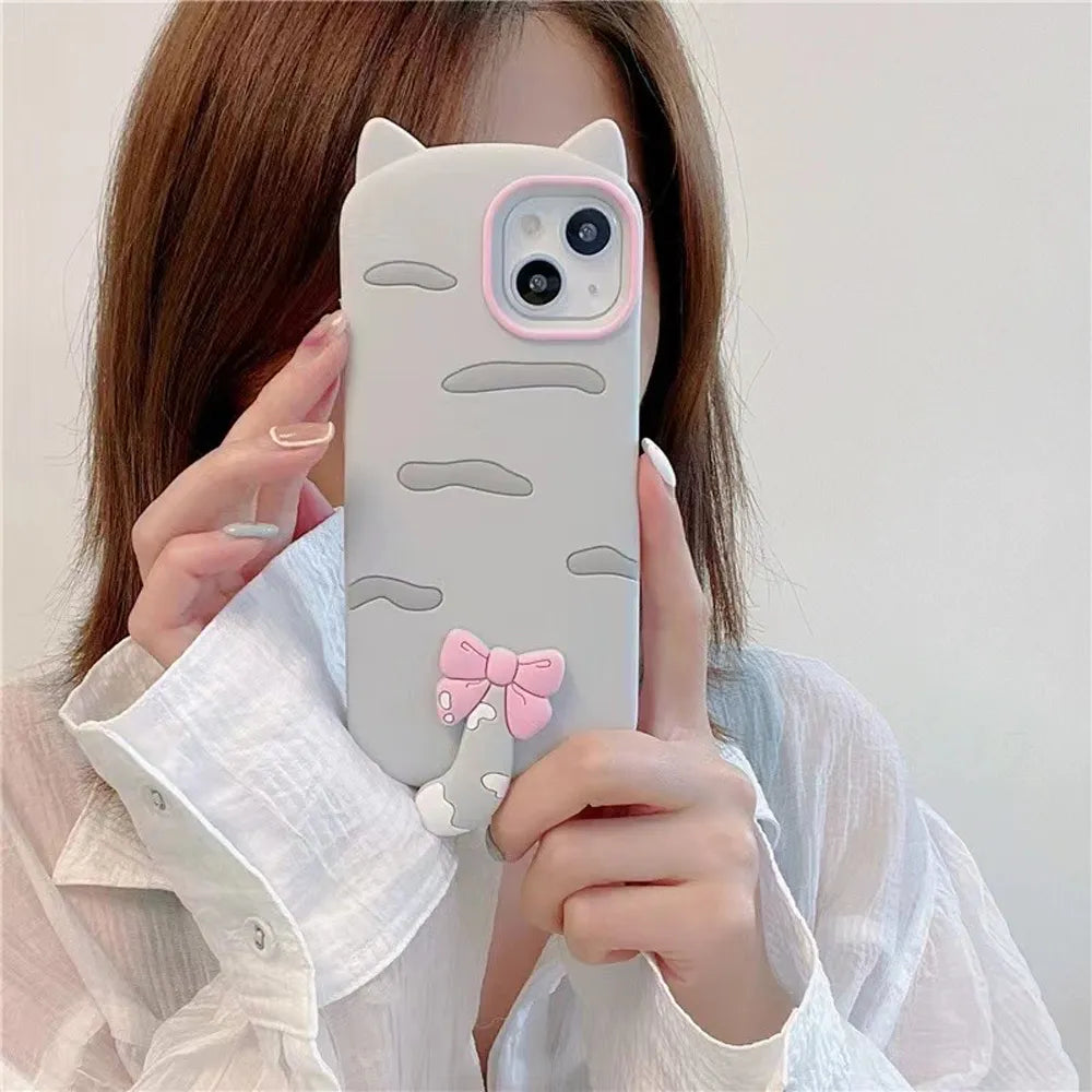 Cute Little Cat Apple iPhone Case with A Rotated Tail