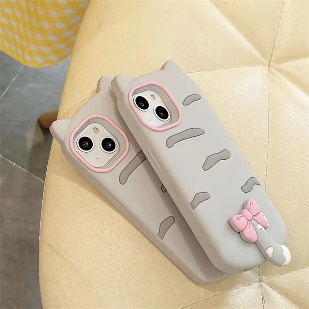 Cute Little Cat Apple iPhone Case with A Rotated Tail