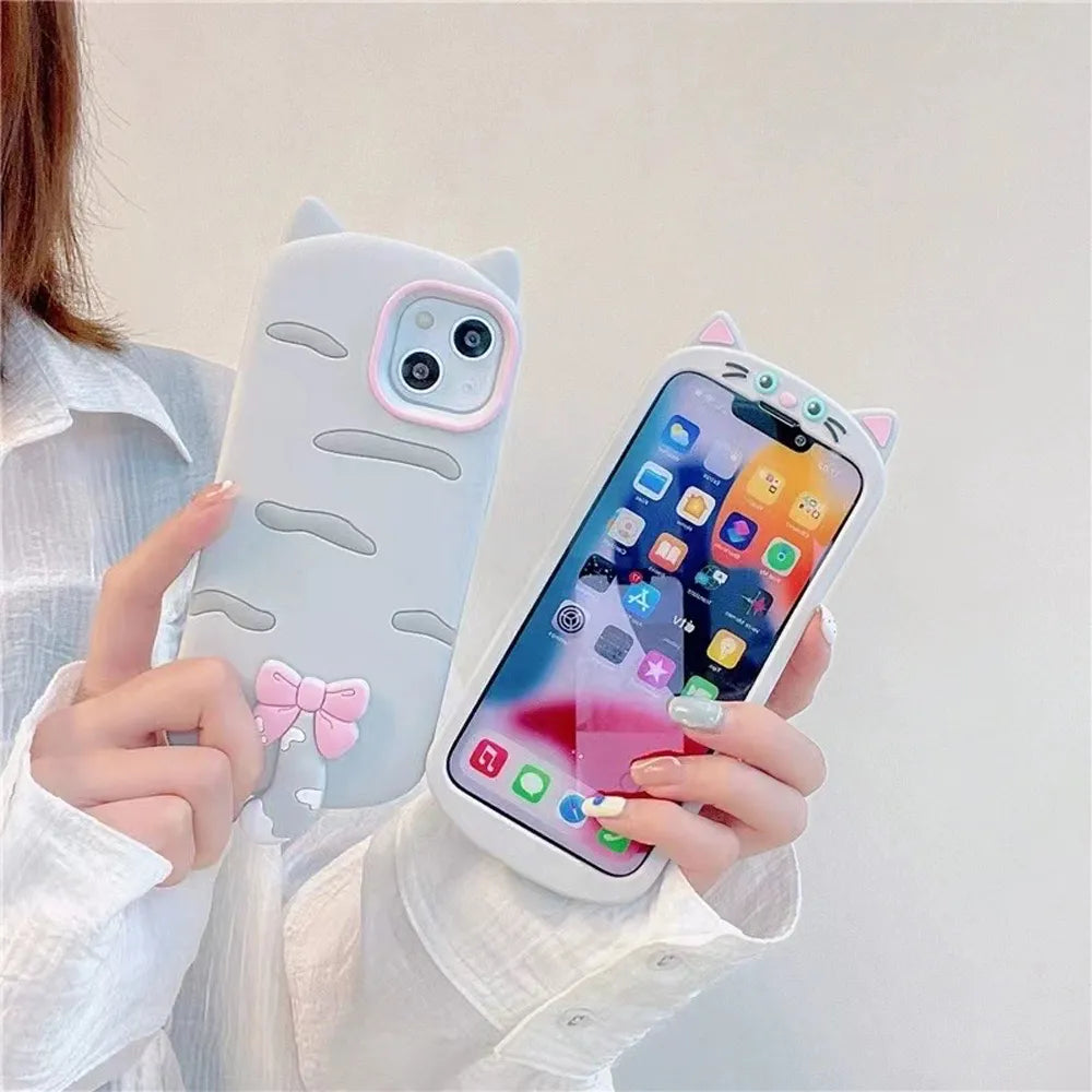 Cute Little Cat Apple iPhone Case with A Rotated Tail