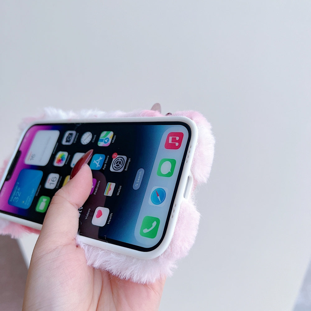 Fluffy Furry Cat Embroided Camera Protection Apple iPhone Case